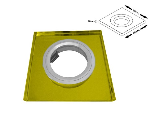 Oprawa sufitowa szklana, stała, kwadratowa - żółta DENZEL