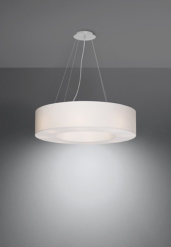 Lampa wisząca okrągła SATURNO 70 cm biała 6xE27