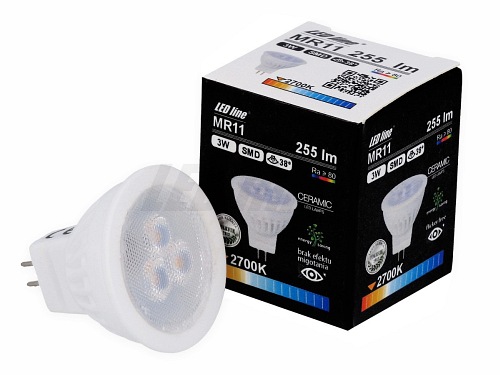 Żarówka MR11 / G4 12V AC/DC  LED line 3W 230V 255lm 38° - biała dzienna