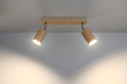 Lampa sufitowa reflektory BERG 2xGU10 naturalne drewno