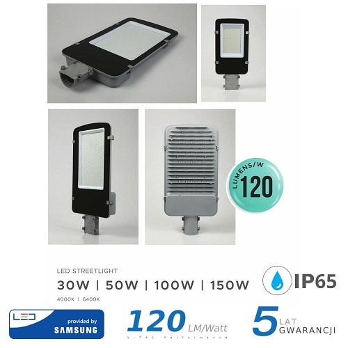 Lampa Uliczna LED V-TAC Samsung 50W Szara VT-50ST 4000K 6000lm
