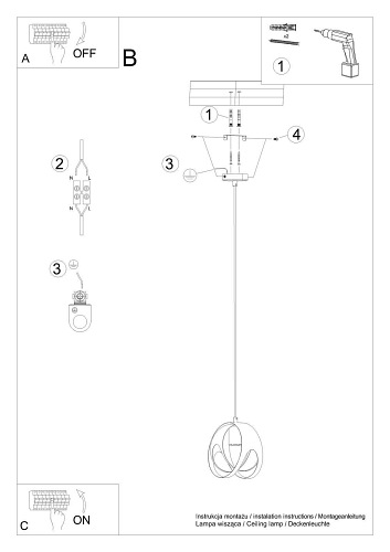 Lampa wisząca TULOS 1 biała 1xE27