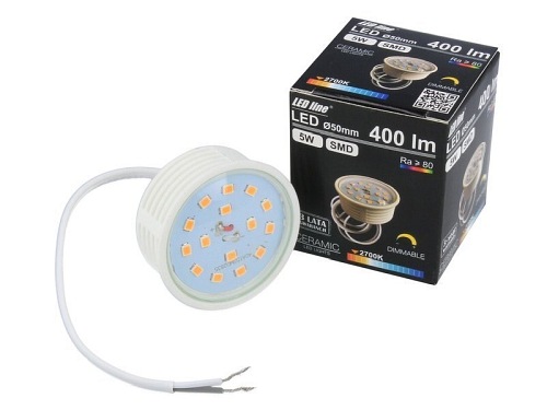 Żarówka LED line płaska meblowa 50mm 230V 5W 400lm ŚCIEMNIALNA biała ciepła 2700K