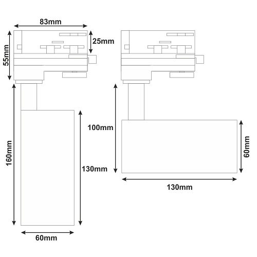 szynoprzewód trojfazowy 2m 4x reflektor led gu10