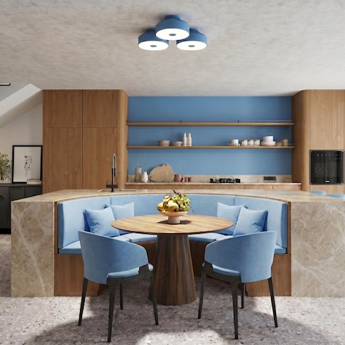Lampa sufitowa okrągła Omiq 4xE27 błękitna