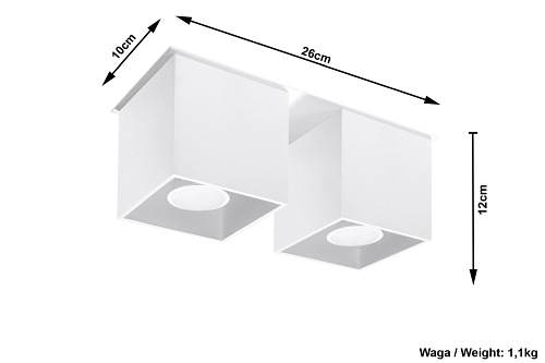 Halogen natynkowy podwójny QUAD 2xGU10 Biały