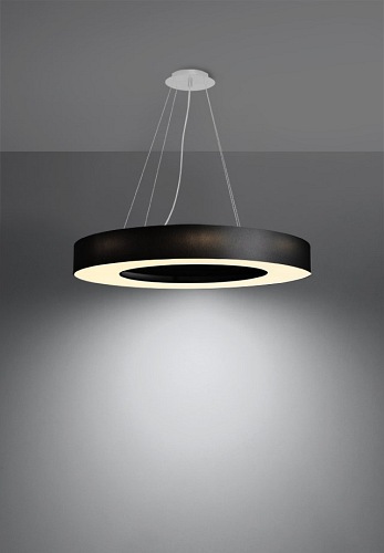 Lampa wisząca okrągła SATURNO SLIM 70 cm czarna 6xE27