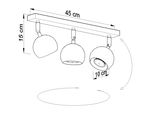 Lampa z okrągłymi reflektorami OCULARE 3xGU10 Biała