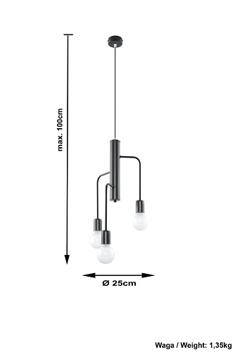 Żyrandol industrialny DUOMO 3M 3xE27