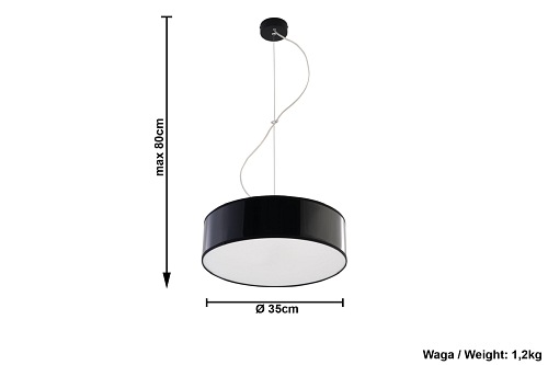 Lampa wisząca plafon ARENA 35 cm 2xE27 czarny