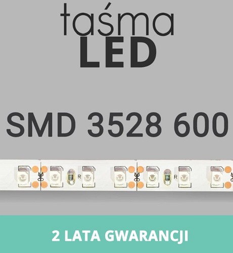 Taśma LED 5m 600xSMD3528 48W 12V DC IP20 wodoodporna b. zimna