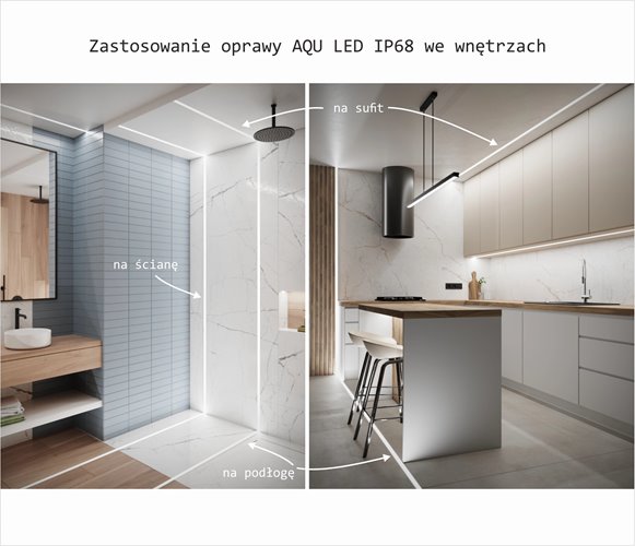 Oprawa liniowa LED IP68 AQU srebrna 4500K 2m