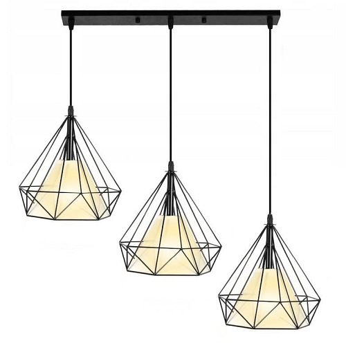 Lampa wisząca Diamente Loft 3xE27 - prosta listwa