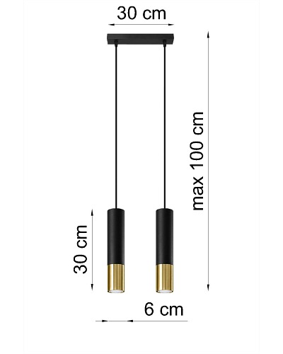 Lampa wisząca LOOPEZ 2 czarno/złota 2xGU10