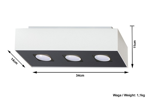 Oprawa sufitowa natynkowa MONO 3xGU10 Biała