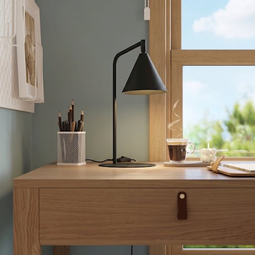 Lampa biurkowa ze stożkowym kloszem Nox 1xE14 czarna