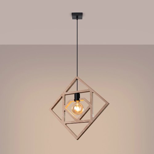 Lampa wisząca dekoracyjna Caro 1xE27 naturalne drewno/czarna