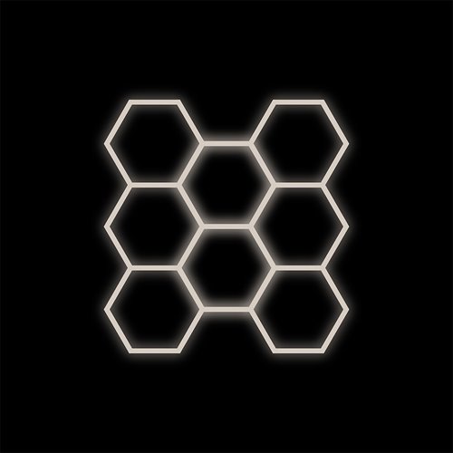Lampa LED Hexagon 8xHEX czarna 280W 4000K