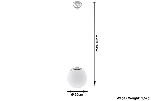 Lampa wisząca kula UGO 20cm 1xE27 CHROM