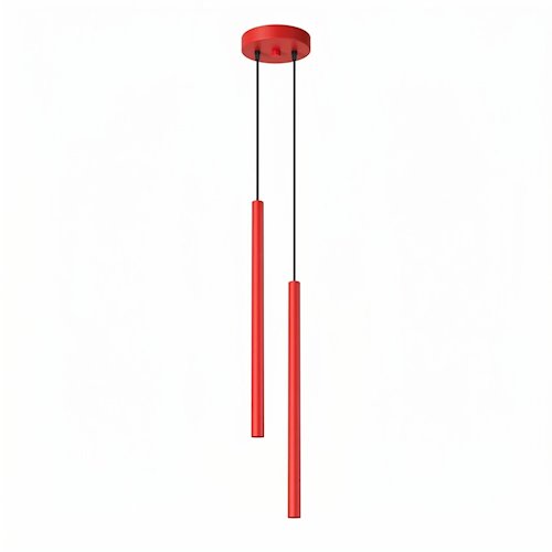 Lampa wisząca podwójna tuba Pastelo 2xG9 czerwona