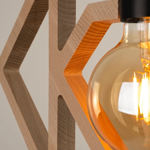 Lampa wisząca dekoracyjna Caro 1xE27 naturalne drewno/czarna