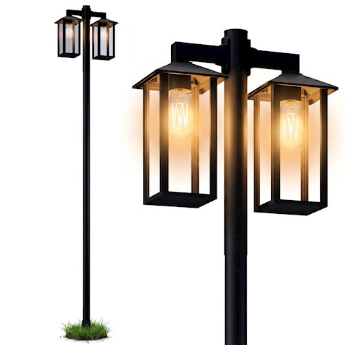 Latarnia ogrodowa klasyczna Atena 2xE27 220cm czarna