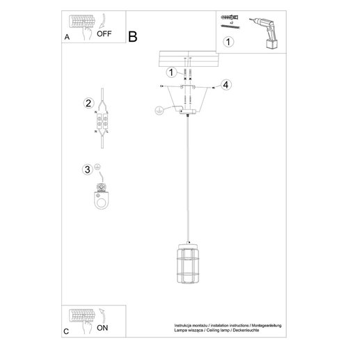 Lampa wisząca Loft GOTTO 1xE27 drewno i czarny drut