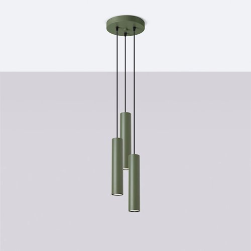 Lampa wisząca potrójna Lagos 3xGU10 okrągła zielona oliwka