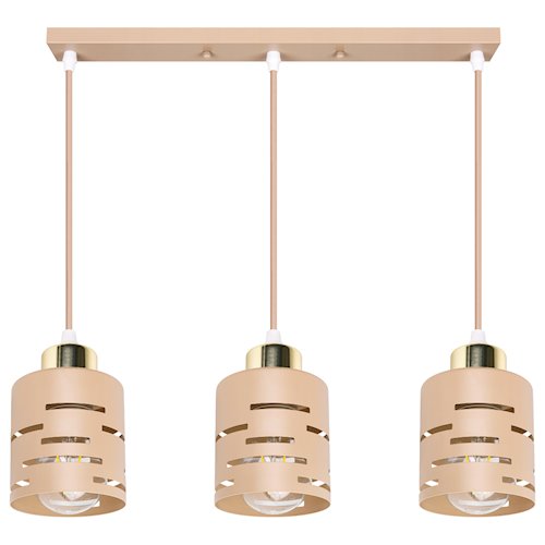 Lampa wisząca Timber 3xE27 listwa beż-złoto