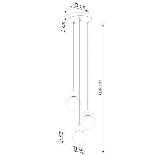 Lampa wiszące kule Pekka okrągła 3xG9 biała/naturalne drewno