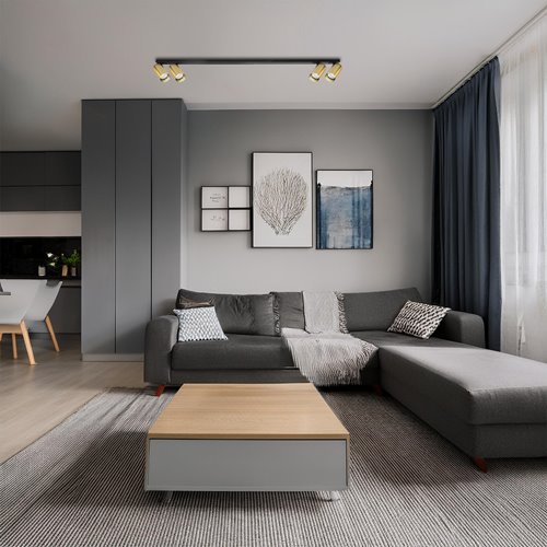 Lampa ze złotymi reflektorami Hero 4xGU10 czarna