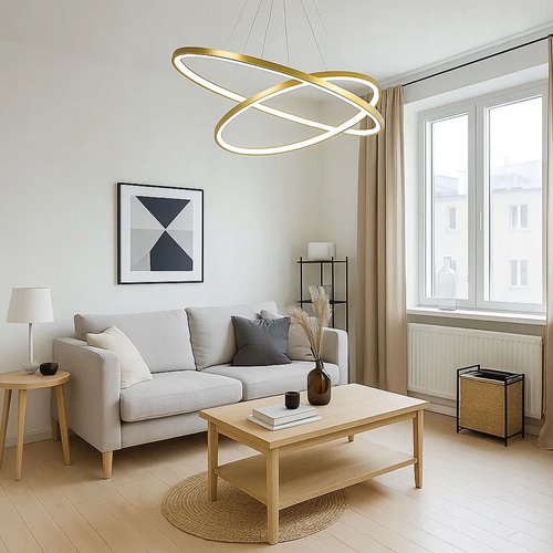 Lampa wisząca okręgi Lion 40cm 60cm 64W złota