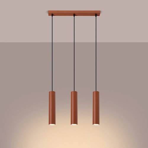 Lampa wisząca potrójna Lagos 3xGU10 listwa ochra czerwona