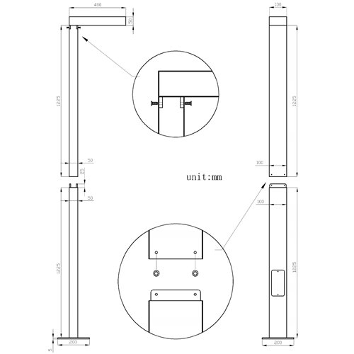 Latarnia ogrodowa LED 30W Posti 250cm 4200lm 90° 4000K czarna