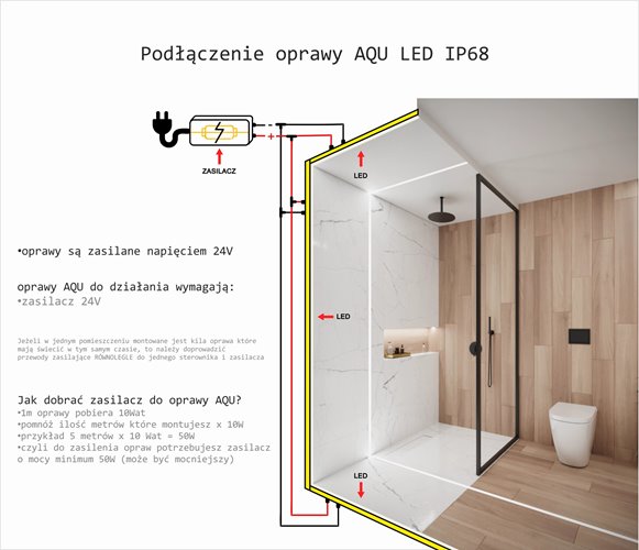 Oprawa liniowa LED IP68 AQU srebrna 3000K 1m