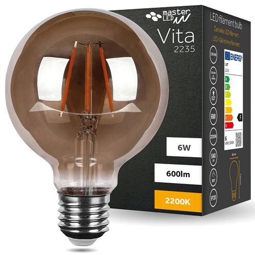 Żarówka LED E27 8W 864lm FILAMENT G125 biała ciepła 2200K