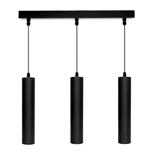 Lampa wisząca 3xGU10 ryflowane tuby - czarna