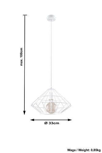 Lampa wisząca druciana UMBERTO 1xE27 Biała