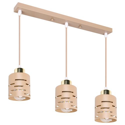 Lampa wisząca Timber 3xE27 listwa beż-złoto