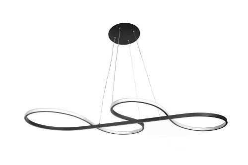 Czarna lampa wisząca Domeno z pilotem 116W