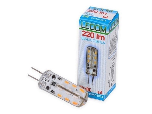 Żarówka LED G4 12V 2W DC 3000K biała ciepła silikon