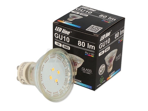 Żarówka  marki LED line GU10 1W 230V biała ciepła 3000K