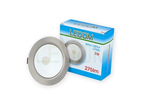 Oprawa meblowa LED 3W 12V DC okrągła satyna  - biała ciepła