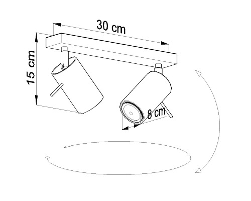 Lampa sufitowa 30cm z 2 reflektorami RING GU10 Szara