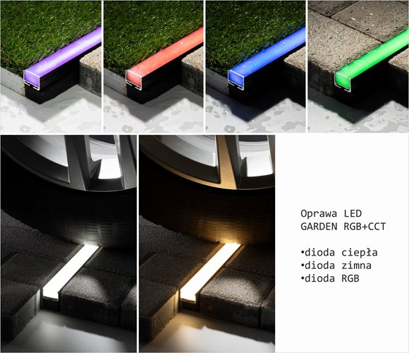 Oprawa liniowa LED IP68 Garden czarna RGB+CCT 1m