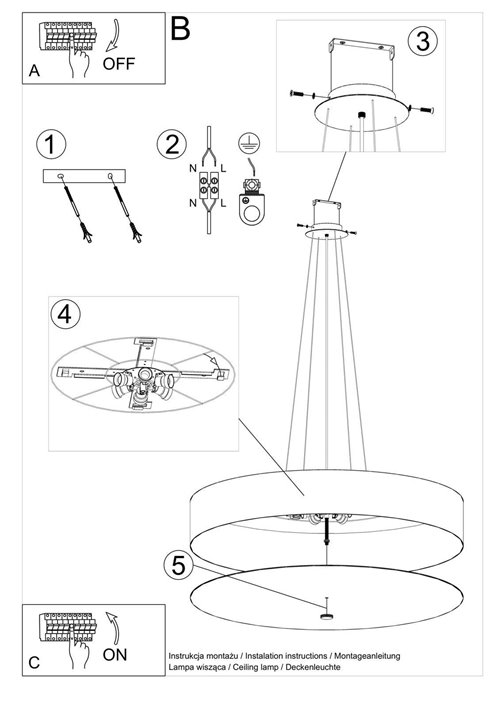 Lampa wisząca SKALA okrągła 90 cm 6xE27 czarna