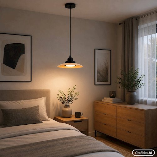 Lampa wisząca CIRVO GX53 okrągła czarna-drewno
