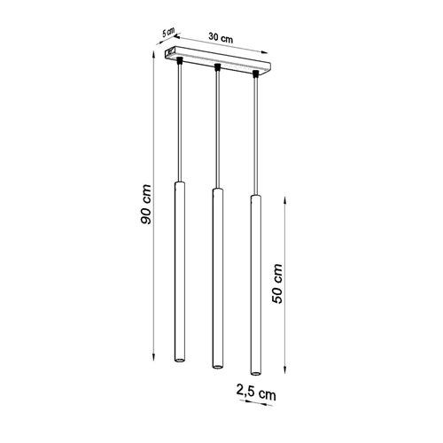 Lampa wisząca tuby PASTELO 3xG9 złota - listwa