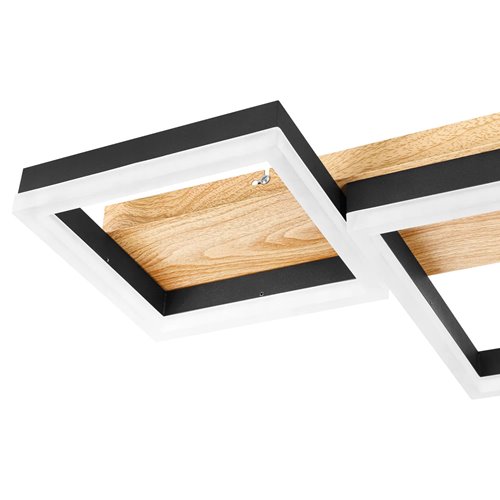 Lampa sufitowa LED kwadraty 70W z pilotem - drewniana podstawa