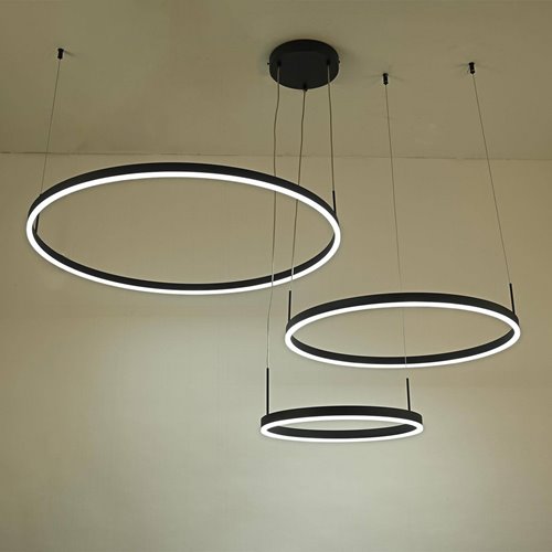 Lampa wiszące okręgi Magnum 102W CCT czarna z pilotem
